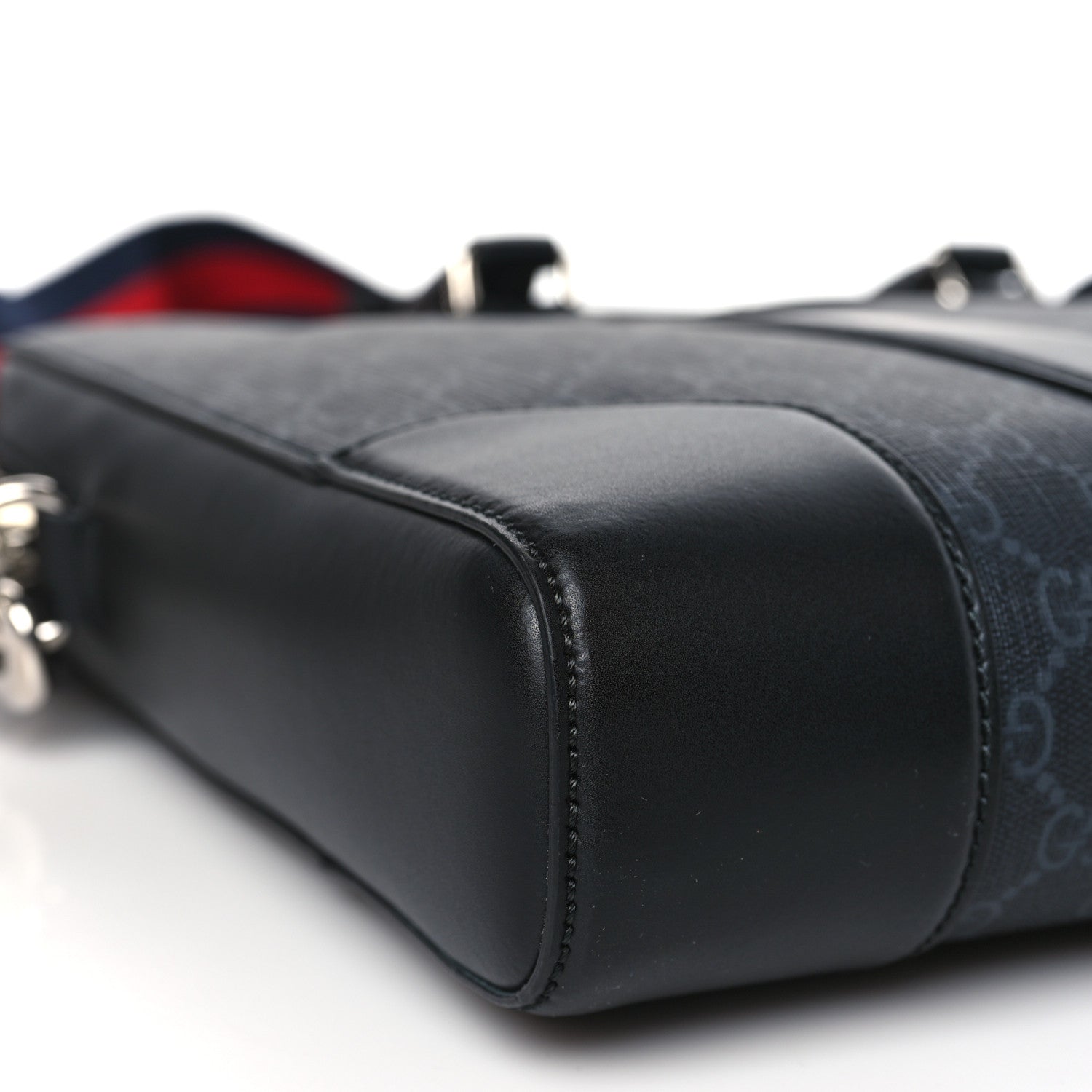Gucci GG Supreme Monogram Appia Calfskin Web Briefcase Black 8 of 9