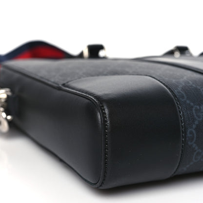 Gucci GG Supreme Monogram Appia Calfskin Web Briefcase Black 8 of 9