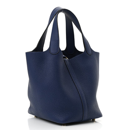 Hermes Taurillon Clemence Picotin Lock 18 PM Bleu Royal 3 of 11