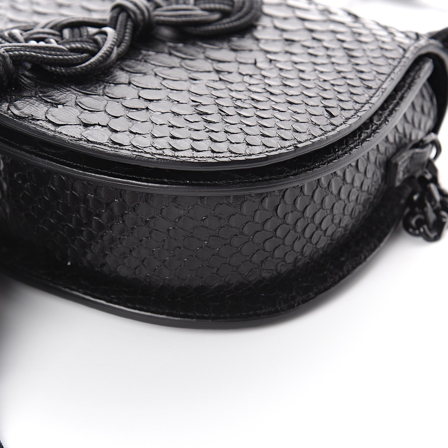 Saint Laurent Python Calfskin Embossed Passementerie Chain Bag Black 7 of 7