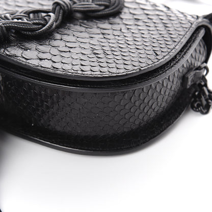 Saint Laurent Python Calfskin Embossed Passementerie Chain Bag Black 7 of 7