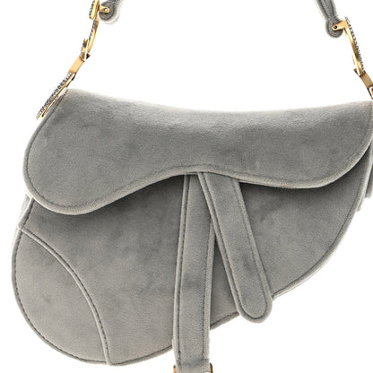 Christian Dior Velvet Crystal Mini Saddle Bag Grey 7 of 9
