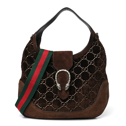 Gucci Velvet GG Monogram Web Medium Dionysus Hobo Brown 1 of 10