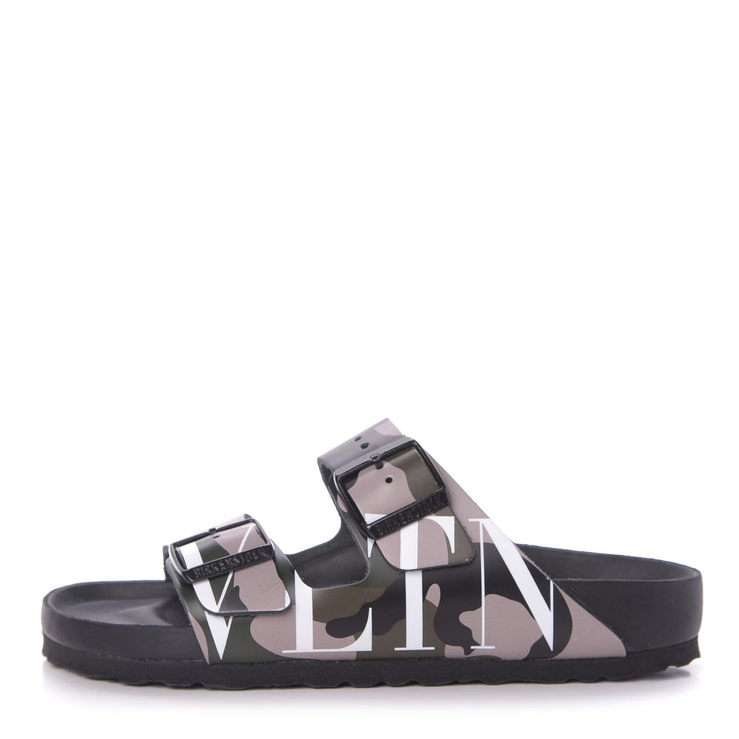 X BIRKENSTOCK Calfskin VLTN Arizona Slide Sandals 37 Army Green Poudre
