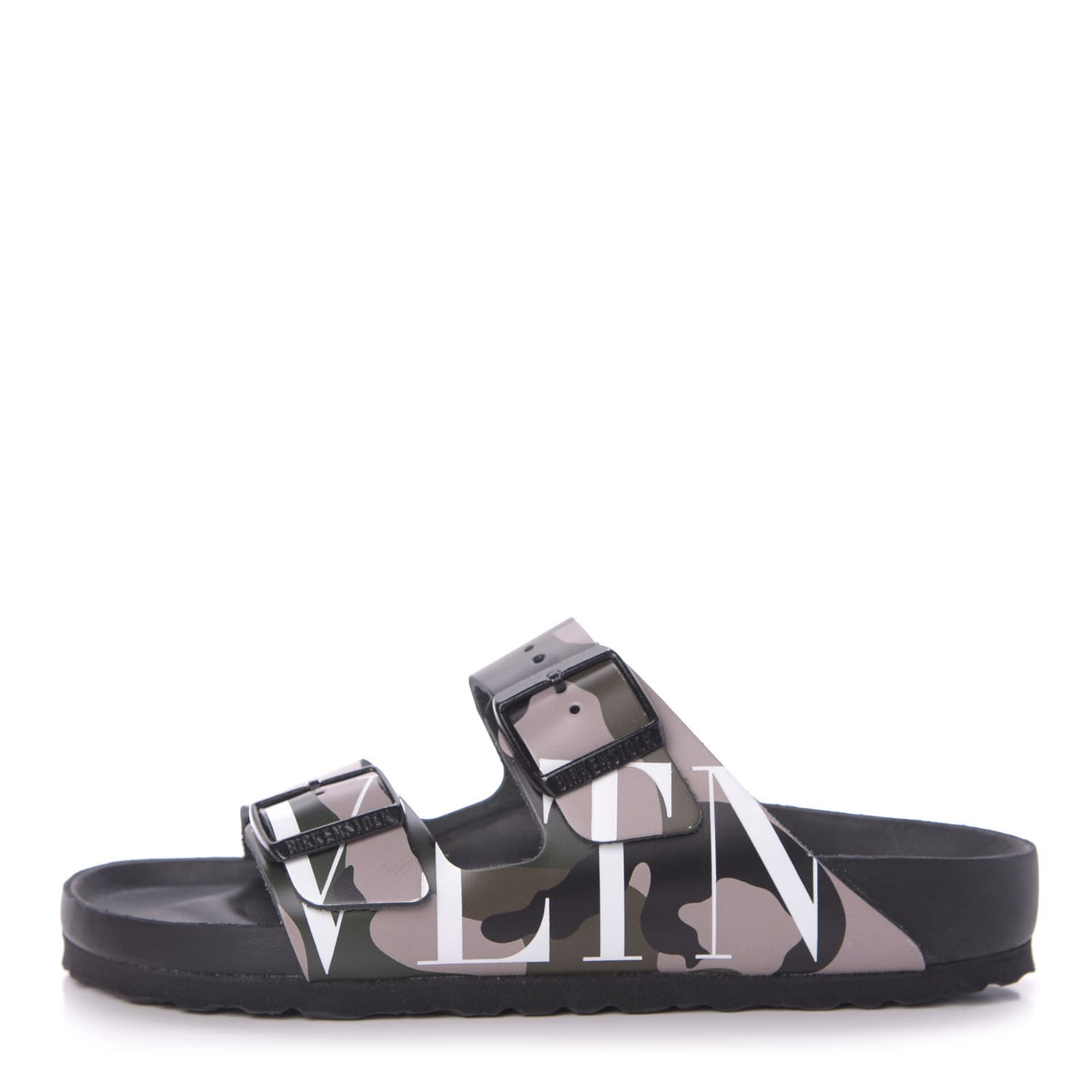 Valentino Garavani X BIRKENSTOCK Calfskin VLTN Arizona Slide Sandals 37 Army Green Poudre 1 of 9