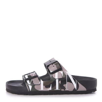 Valentino Garavani X BIRKENSTOCK Calfskin VLTN Arizona Slide Sandals 37 Army Green Poudre 1 of 9