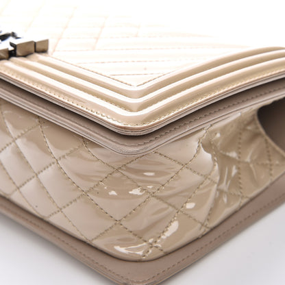 Chanel Patent Chevron Medium Boy Flap Beige 12 of 16