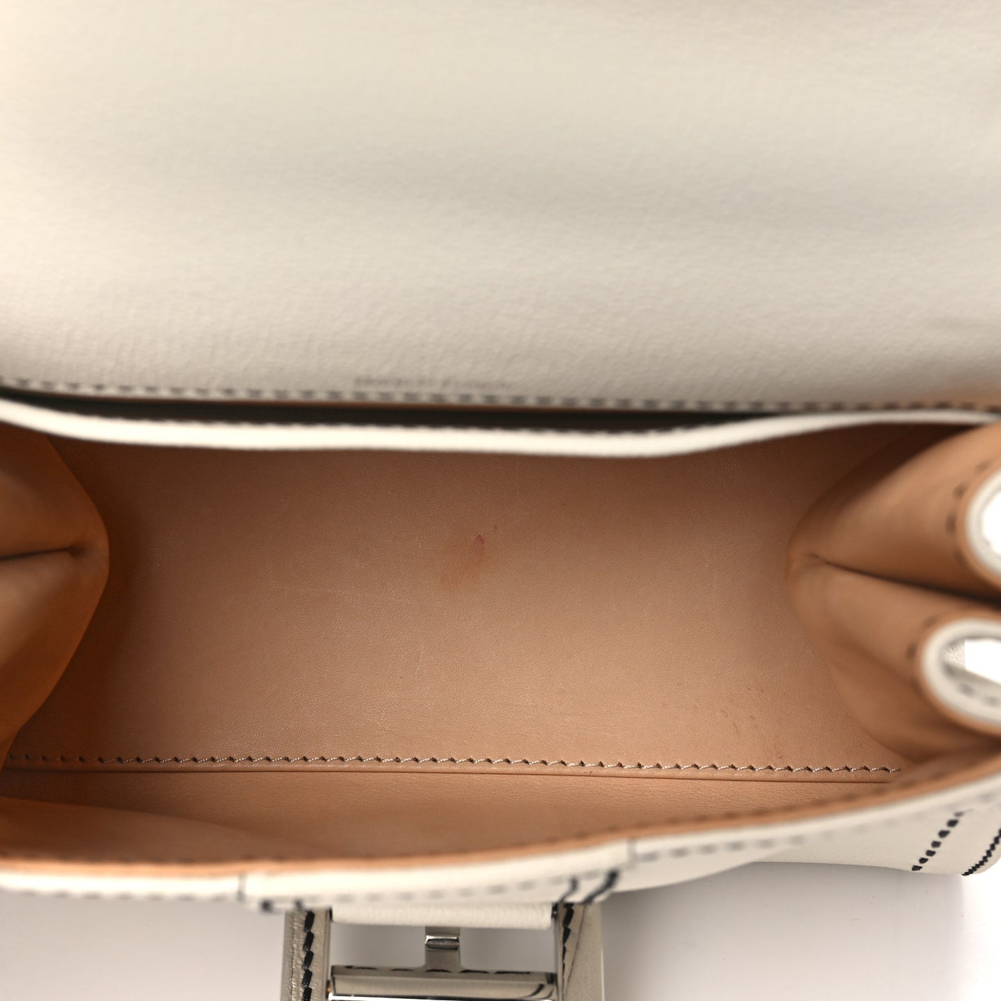 Grained Rodeo Calfskin Surpique Mini Brillant Satchel White