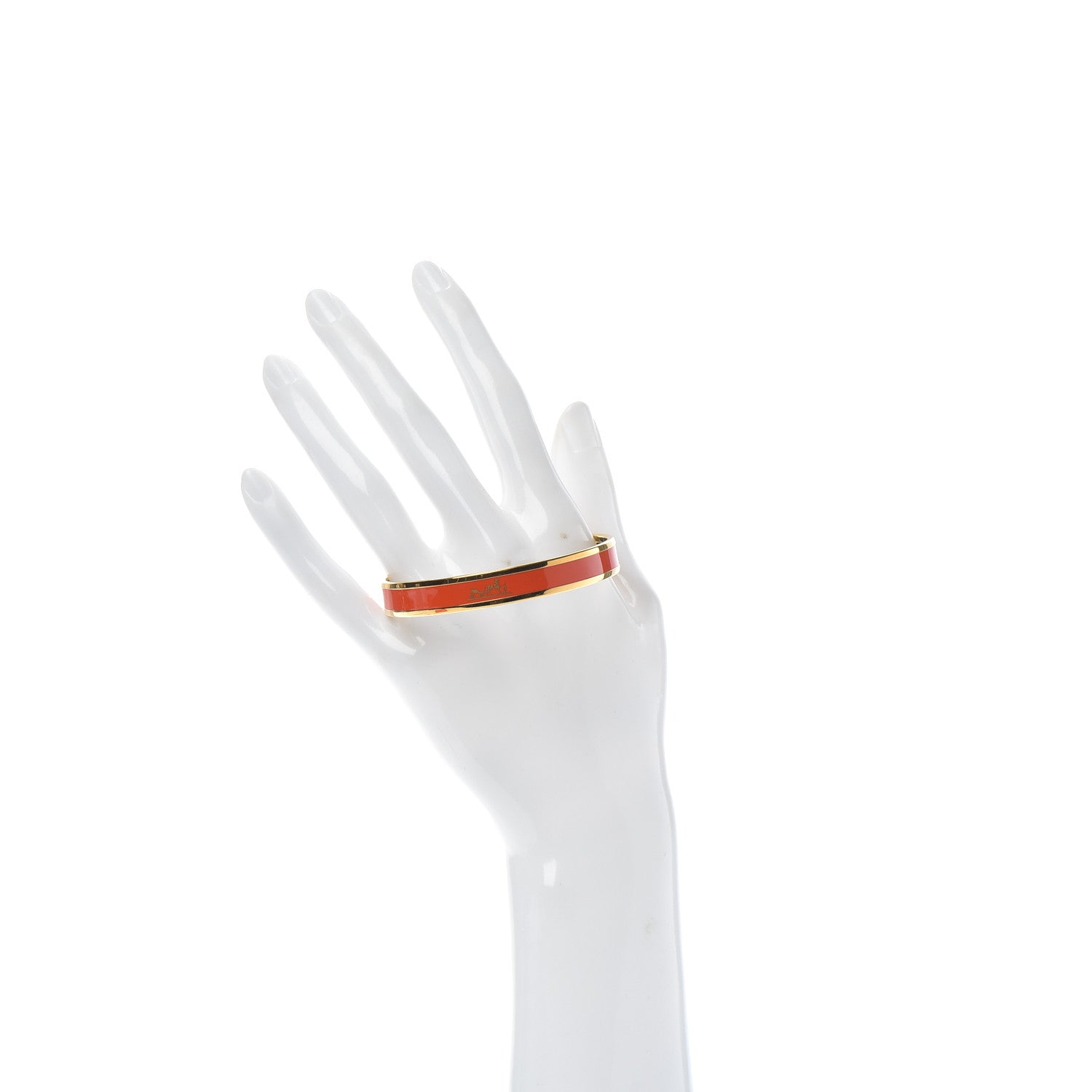 Hermes Enamel Printed Narrow Caleche Bracelet 65 Orange 2 of 5