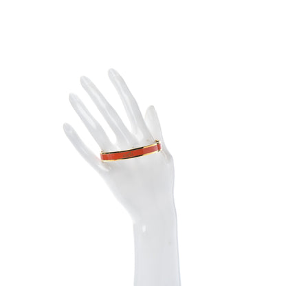 Hermes Enamel Printed Narrow Caleche Bracelet 65 Orange 2 of 5