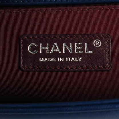 Chanel Wrinkled Lambskin Chevron Quilted Medium Boy Flap Navy 6 of 8