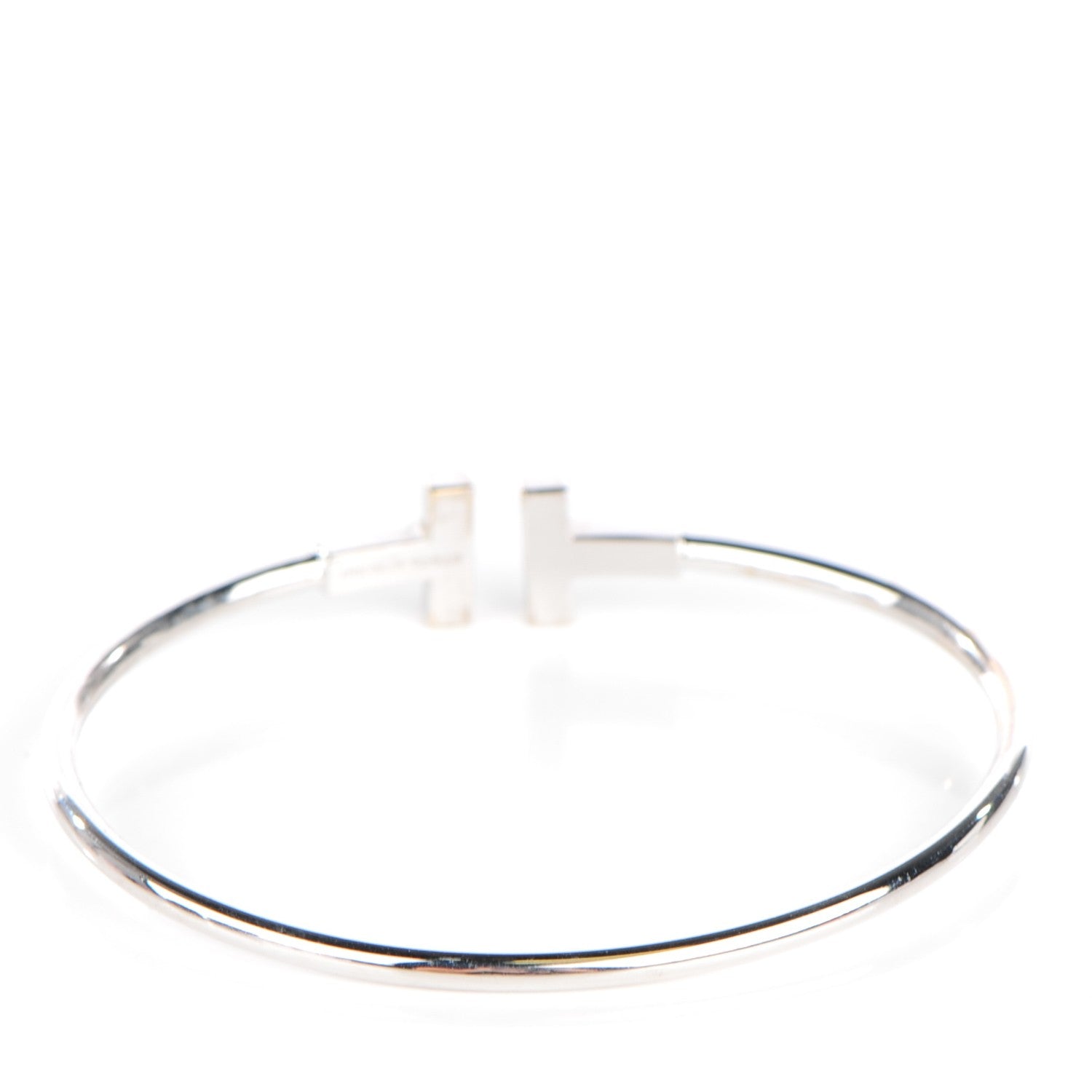 Tiffany 18K White Gold Diamond T Wire Bracelet 3 of 5