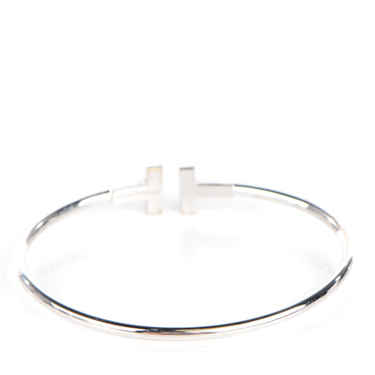 Tiffany 18K White Gold Diamond T Wire Bracelet 3 of 5