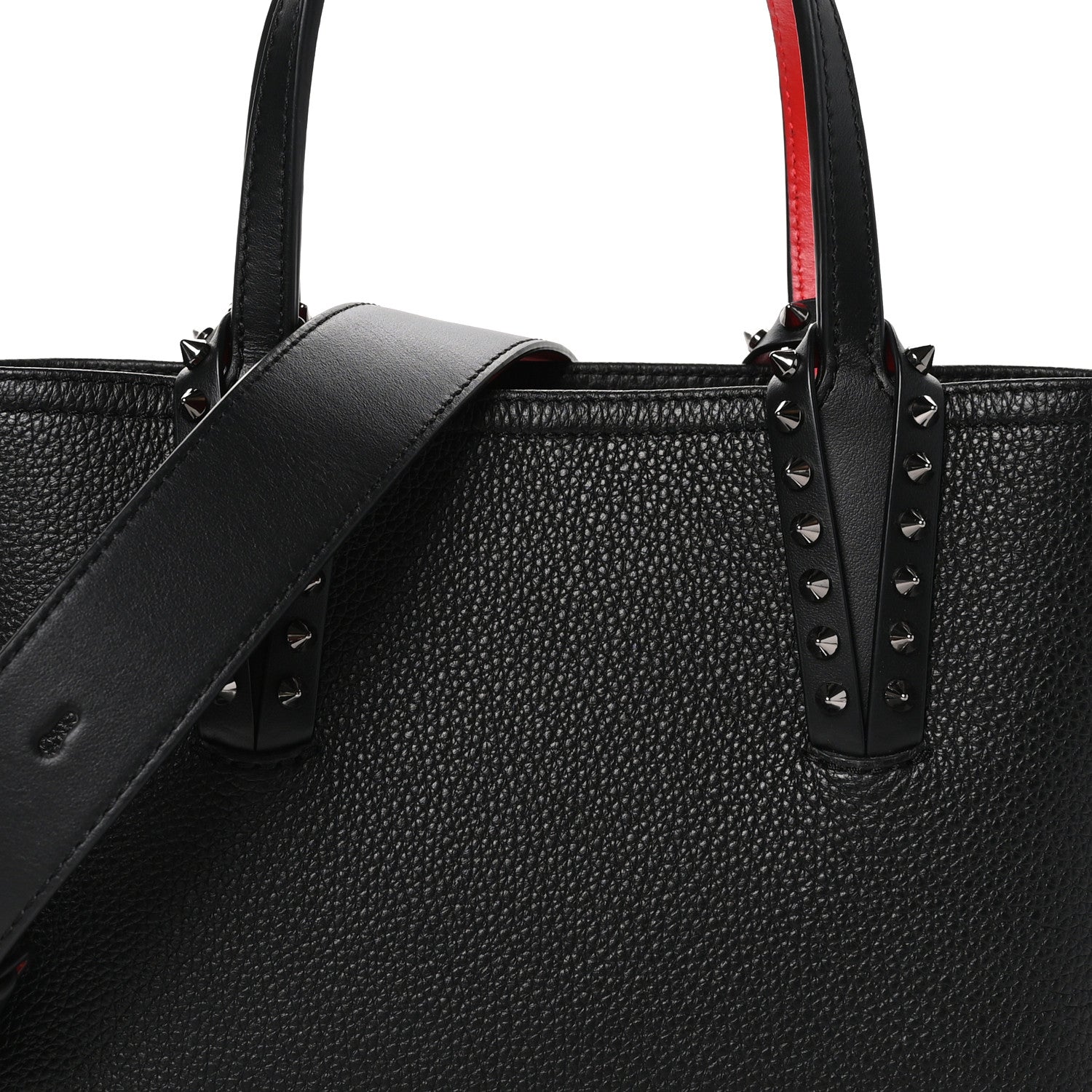 Christian Louboutin Calfskin Spikes Mini East West Cabata Tote Black 8 of 11