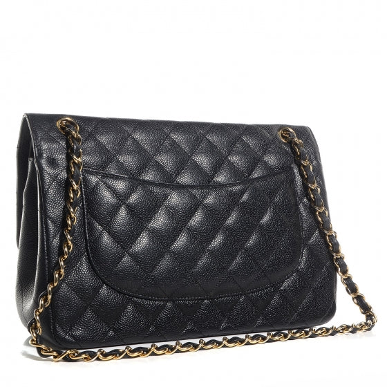 Caviar Quilted Jumbo Double Flap Black