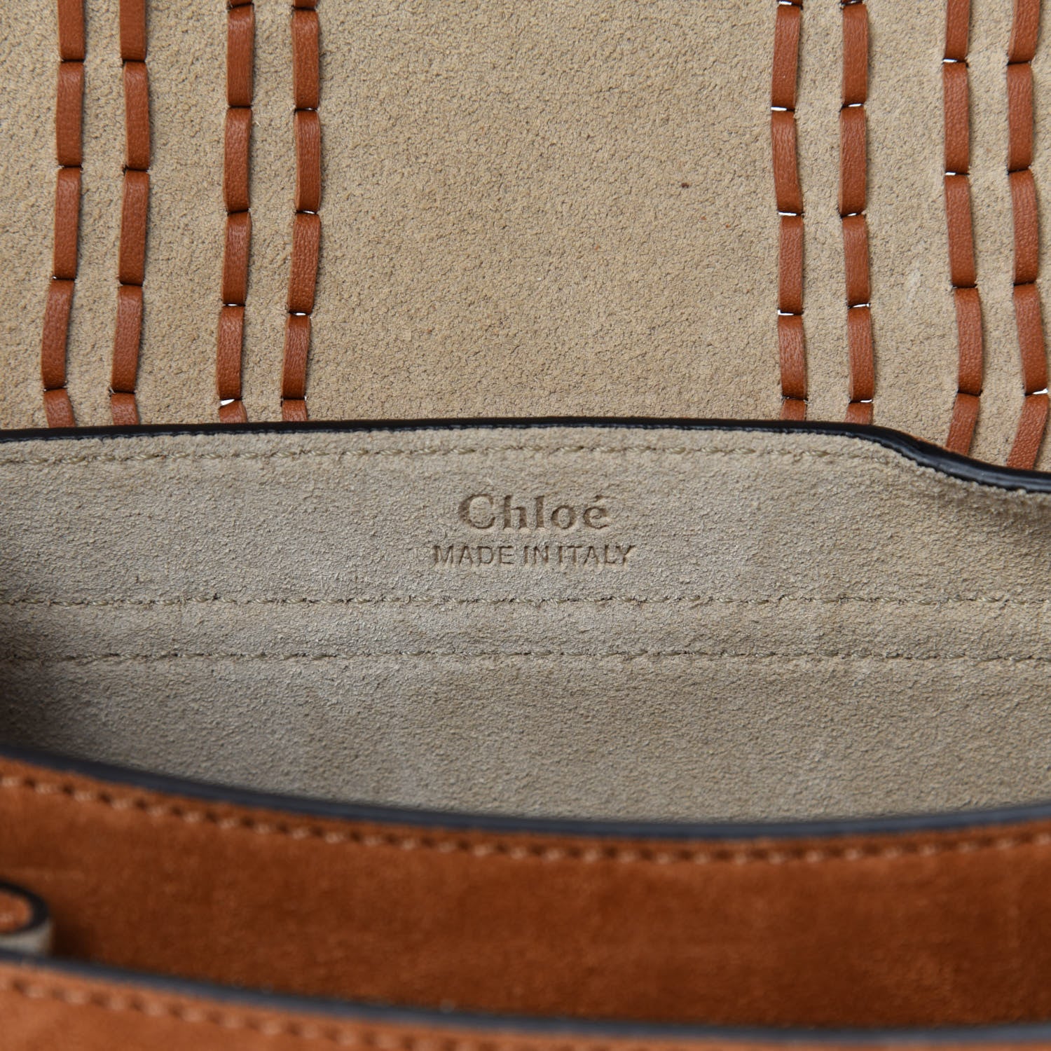 Chloe Suede Calfskin Braided Mini Hudson Shoulder Bag Caramel 8 of 9