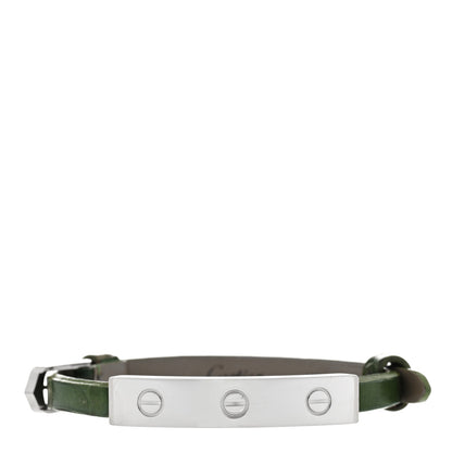 Cartier 18K White Gold Alligator 3 Motif LOVE Bracelet Green 1 of 5
