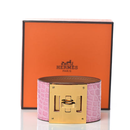 Hermes Matte Alligator Kelly Dog Bracelet T2 5P Pink 6 of 6