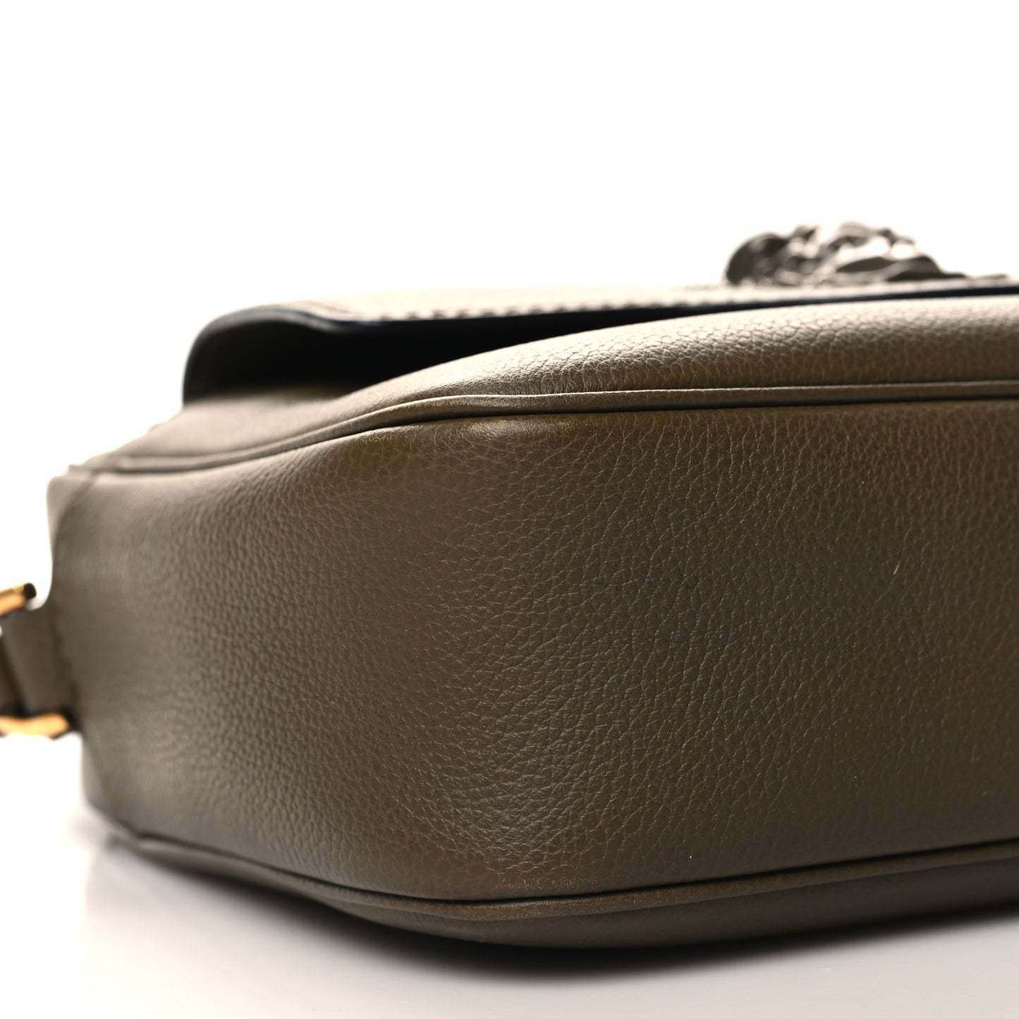 Grained Calfskin Medusa Camera Bag Khaki