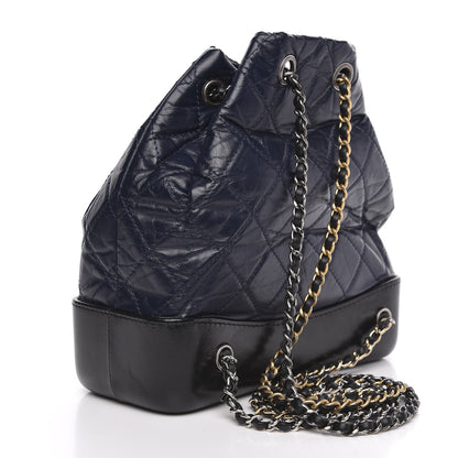 Chanel Aged Calfskin Quilted Small Gabrielle Backpack Blue Black 2 of 10