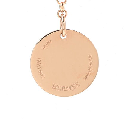 Hermes 18K Rose Gold Diamond PM Ex-Libris Pendant Necklace 4 of 5