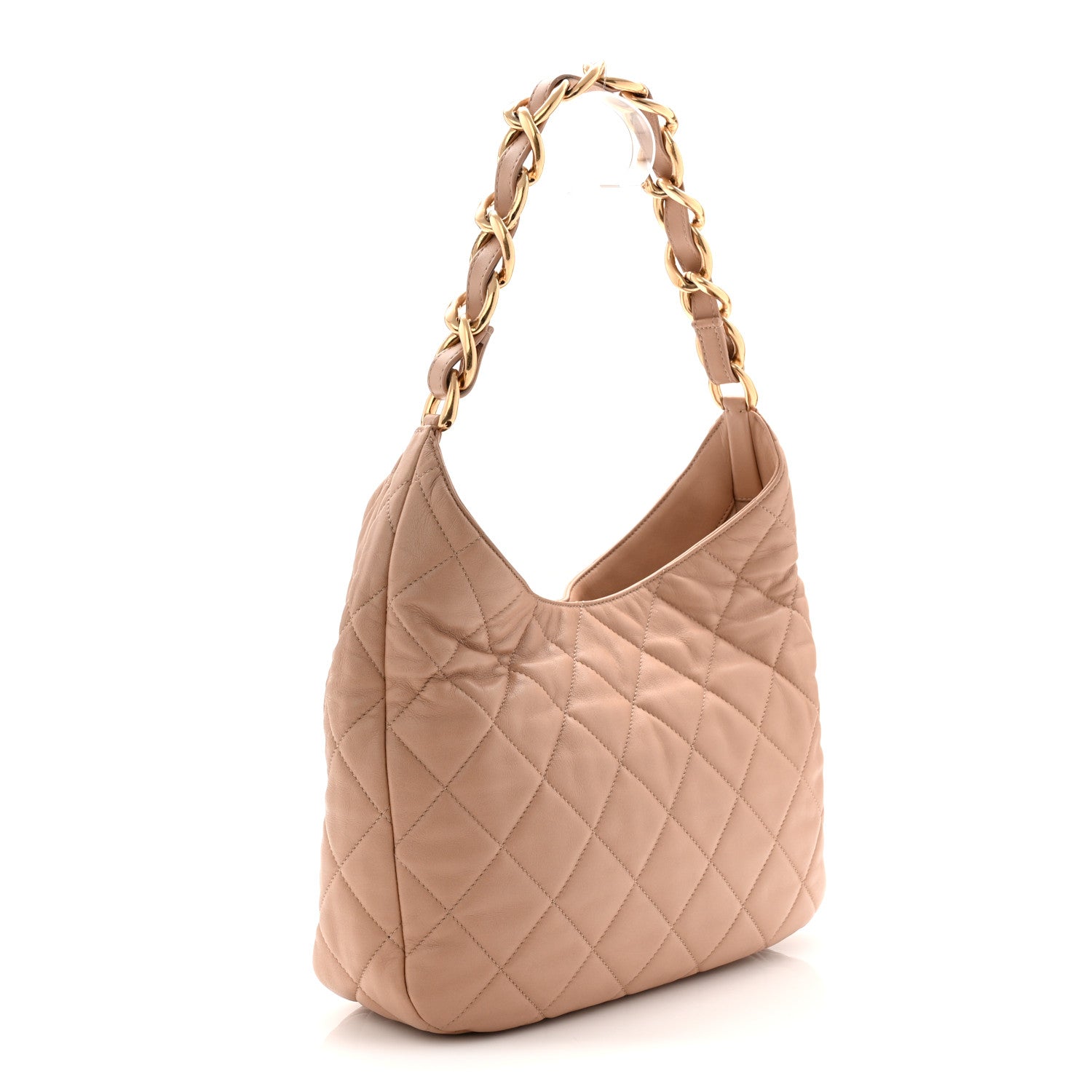 Chanel Lambskin Quilted Large CC Funky Town Hobo Beige 3 of 10