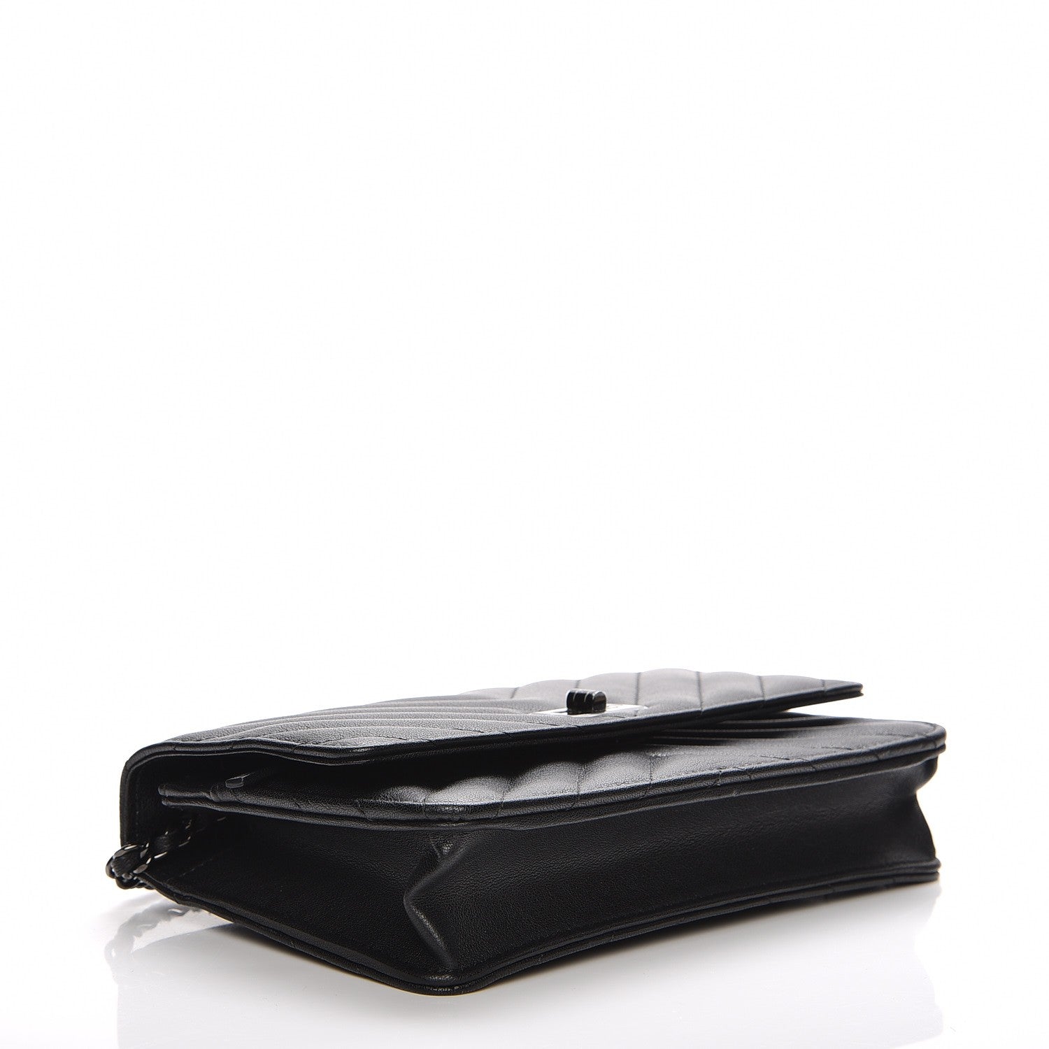 Chanel Sheepskin Chevron Reissue Wallet On Chain WOC So Black 4 of 9