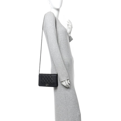 Chanel Caviar Quilted Vintage Mademoiselle Wallet On Chain WOC Black 2 of 11