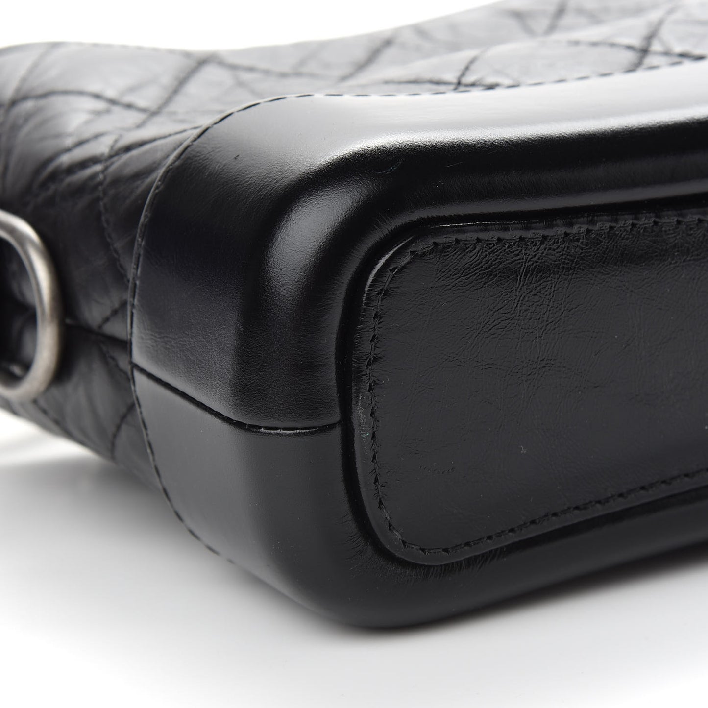 Aged Calfskin Quilted Small Gabrielle Logo Hobo Black
