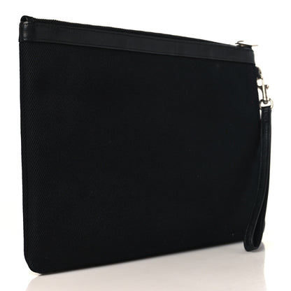 Saint Laurent Linen Canvas Rive Gouche Zipped Pouch Black 3 of 8