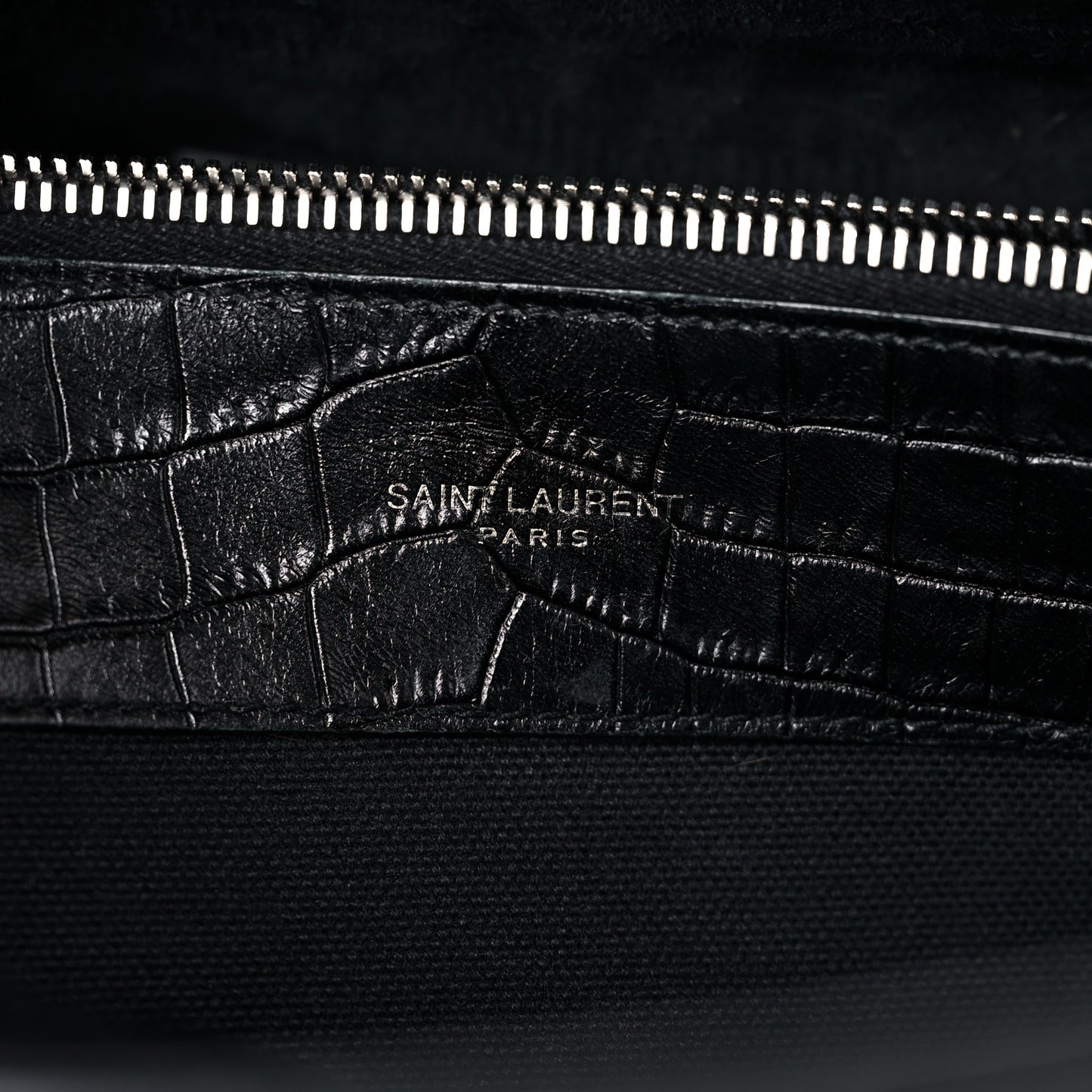 Calfskin Crocodile Embossed Small Supple Sac de Jour Black