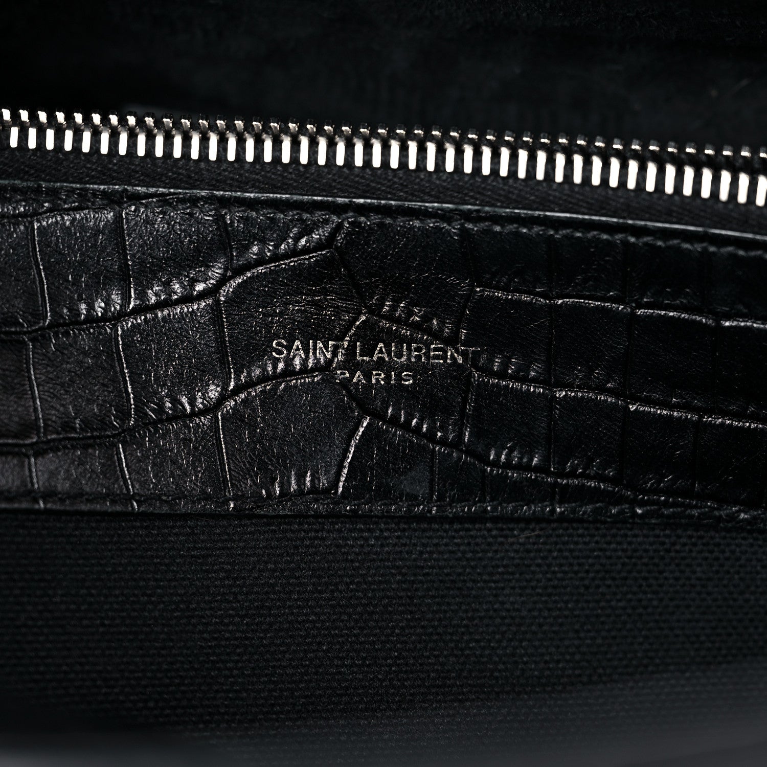 Saint Laurent Calfskin Crocodile Embossed Small Supple Sac de Jour Black 7 of 19