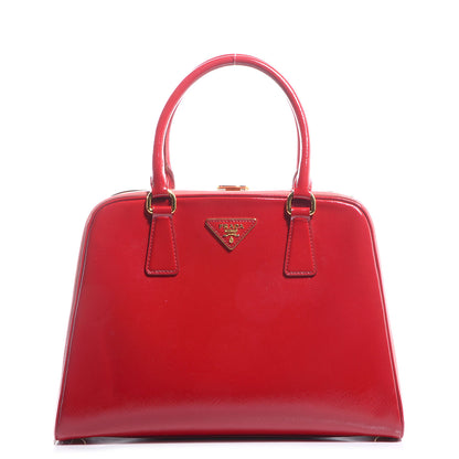 Prada Saffiano Vernice Pyramid Bag Rosso 1 of 8