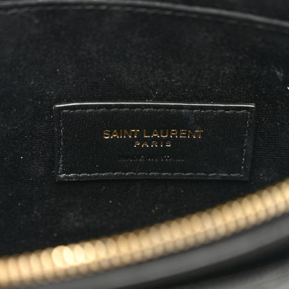 Saint Laurent Grain De Poudre Chevron Monogram Large Bill Pouch Black 6 of 9