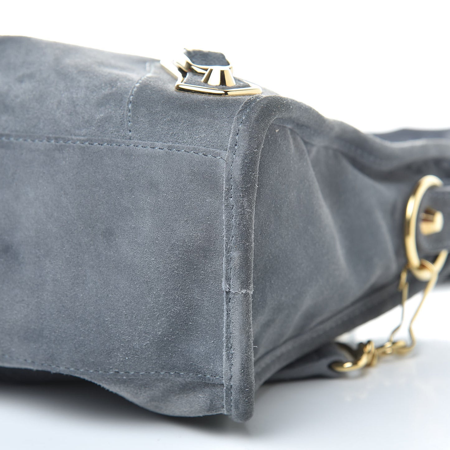 Baby Daim Suede Gold Metallic Edge Hardware City Gris Plomb