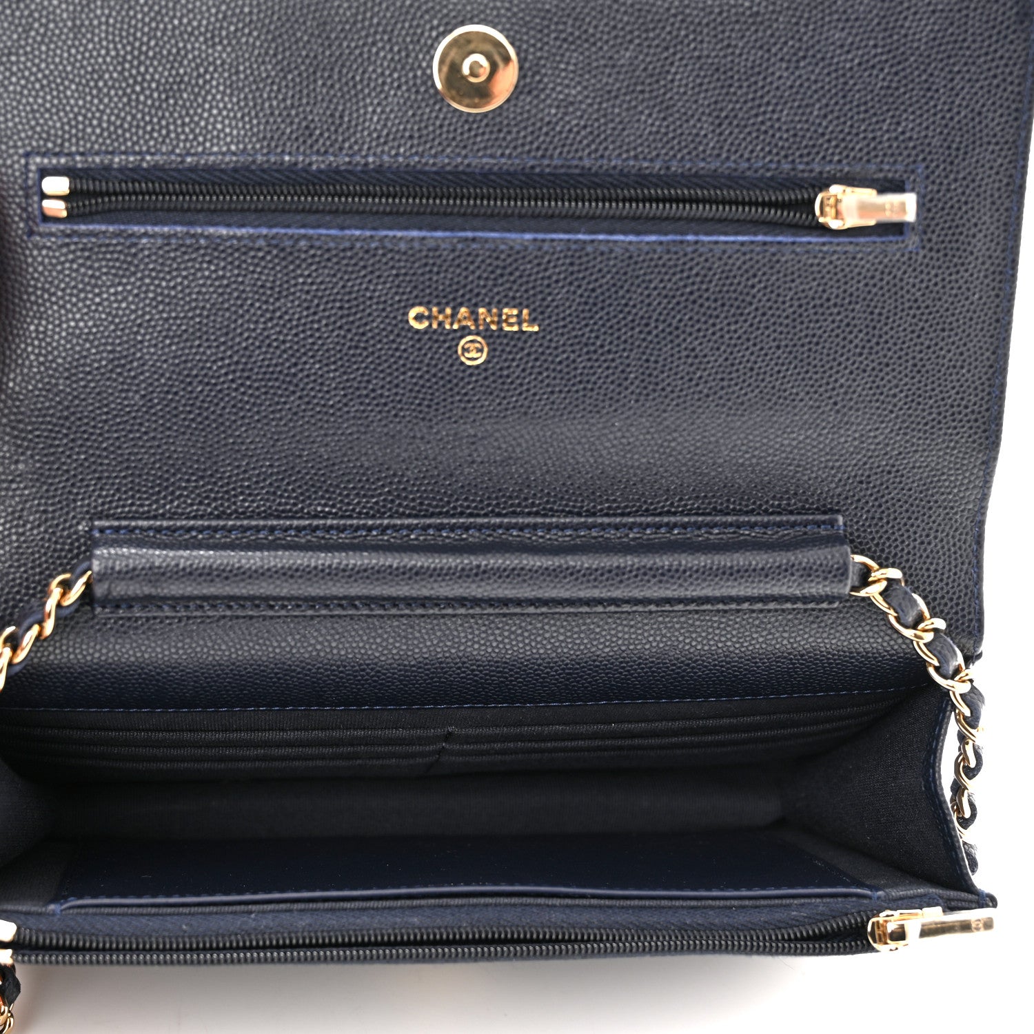 Chanel Caviar Quilted Wallet On Chain WOC Navy Blue 5 of 11
