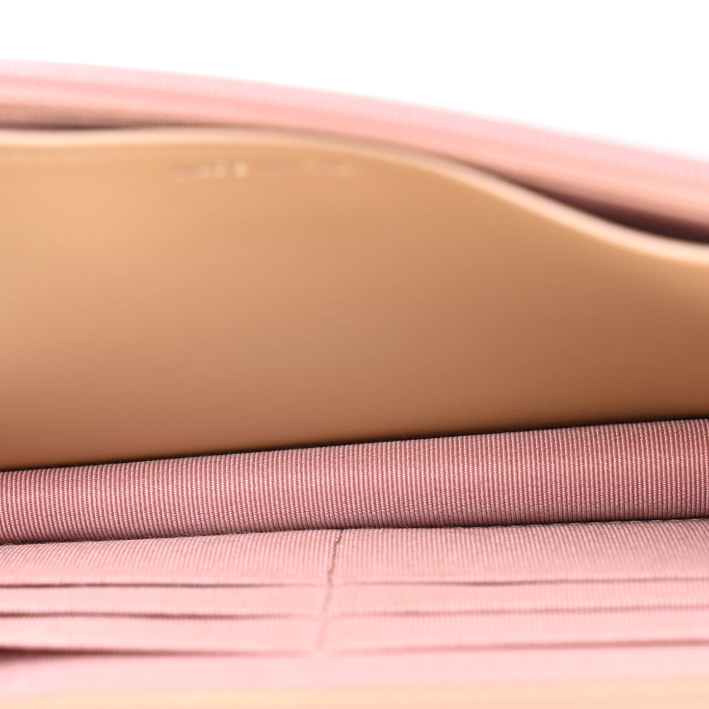 Iridescent Calfskin Quilted Wallet On Chain WOC Pink