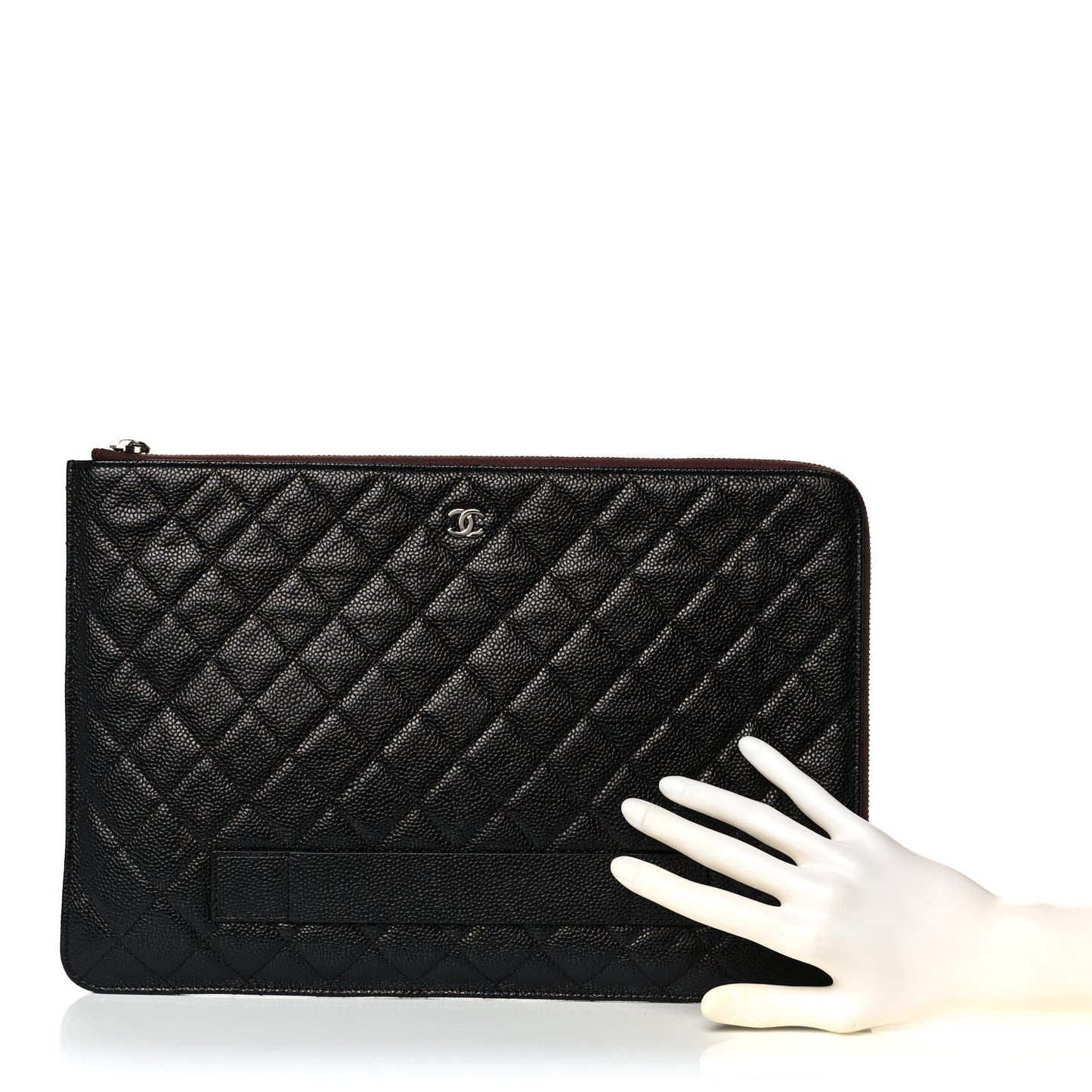 Caviar Quilted Document Portfolio Holder Black