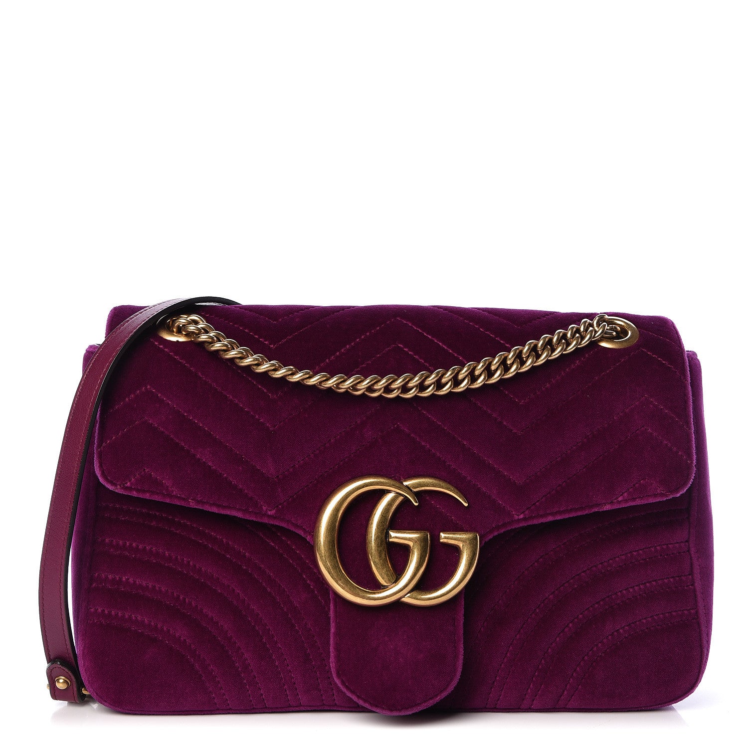 Gucci Velvet Matelasse Medium GG Marmont Shoulder Bag Fuchsia Violet Cyclamen 1 of 12