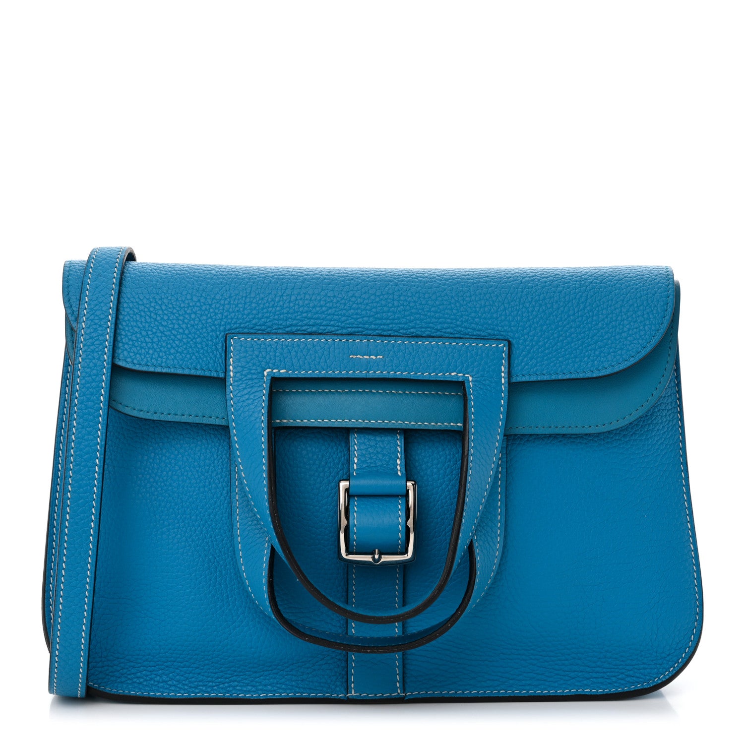 Hermes Taurillon Clemence Halzan 31 GM Bleu Frida 1 of 14