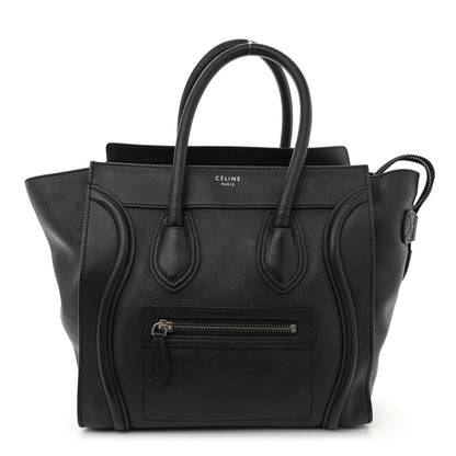 Celine Drummed Calfskin Micro Luggage Black 1 of 12