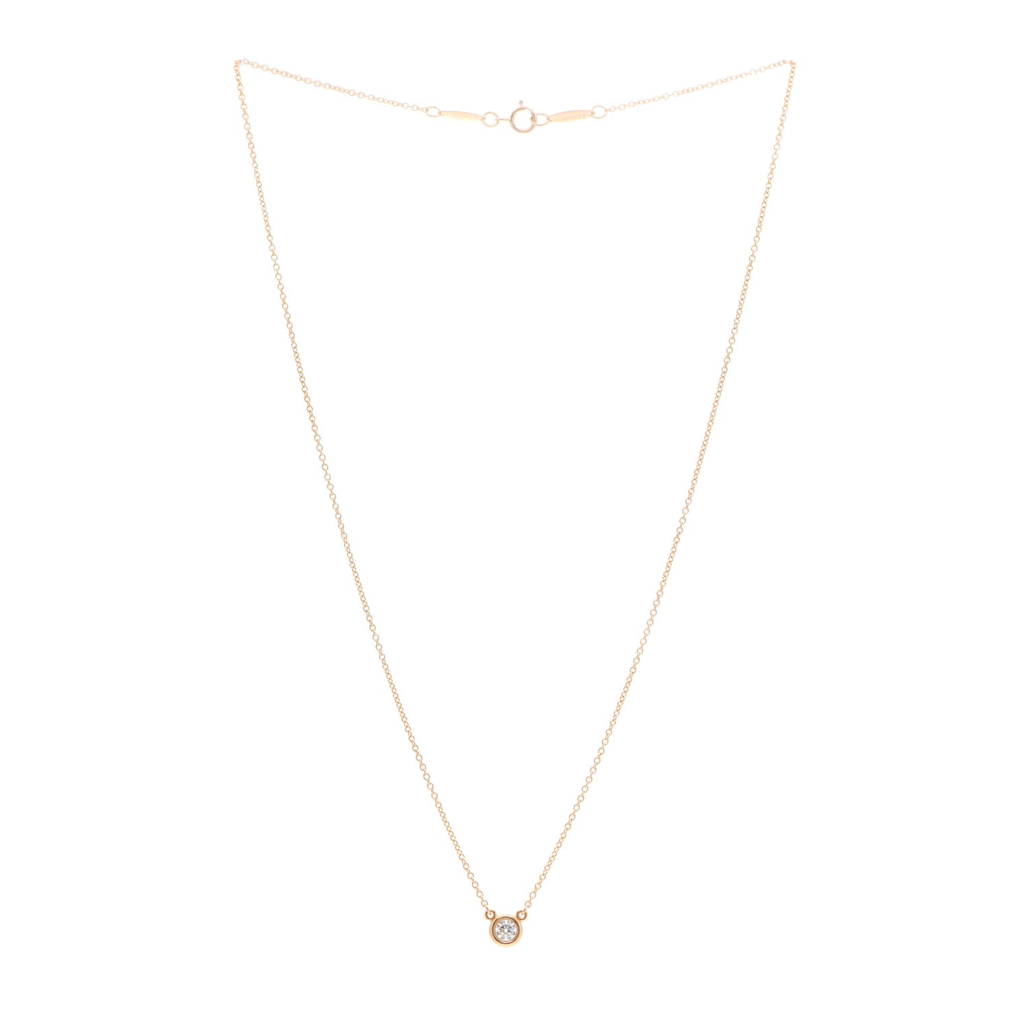 18K Rose Gold Diamond .17ct Elsa Peretti Diamonds by the Yard Pendant Necklace