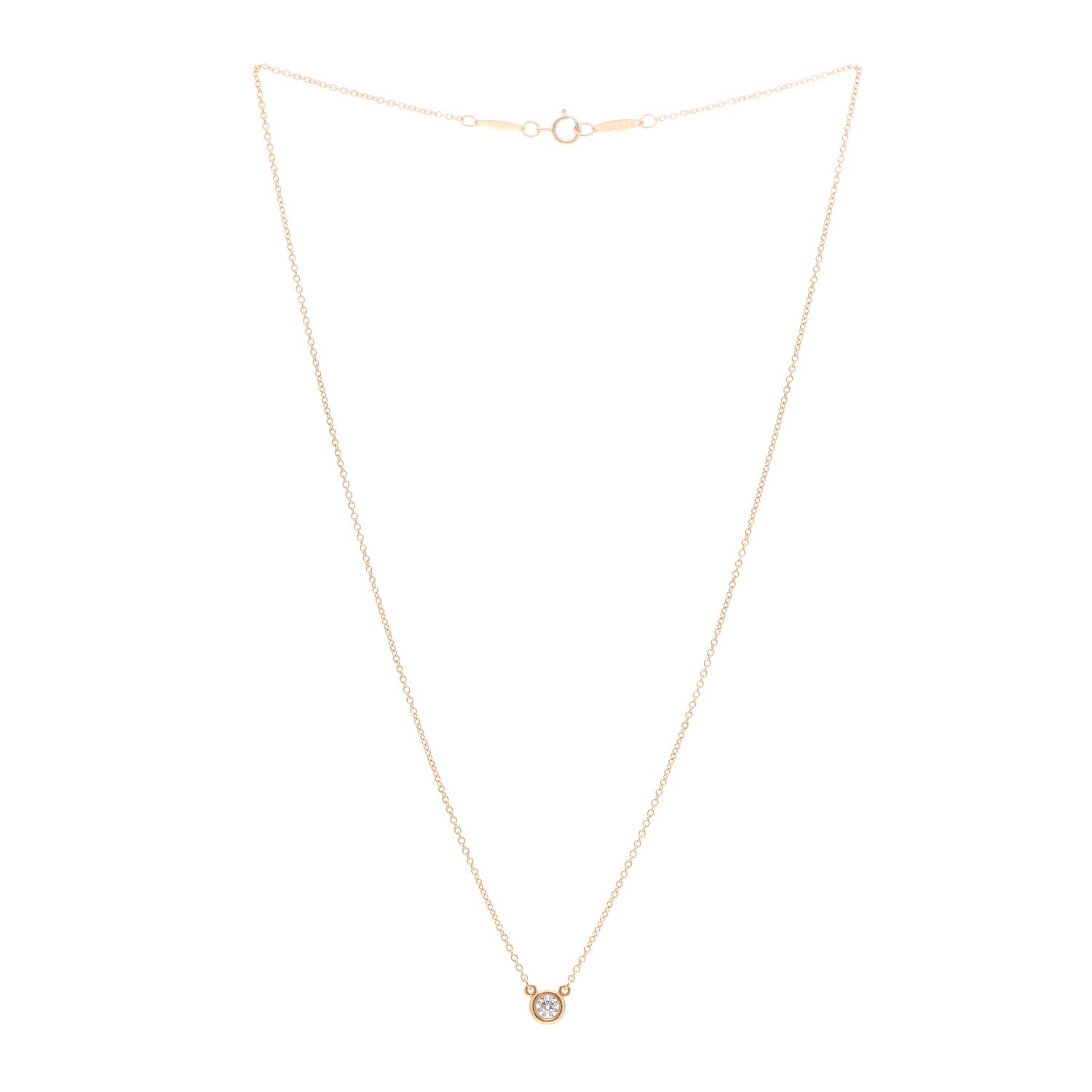 Tiffany 18K Rose Gold Diamond .17ct Elsa Peretti Diamonds by the Yard Pendant Necklace 3 of 8
