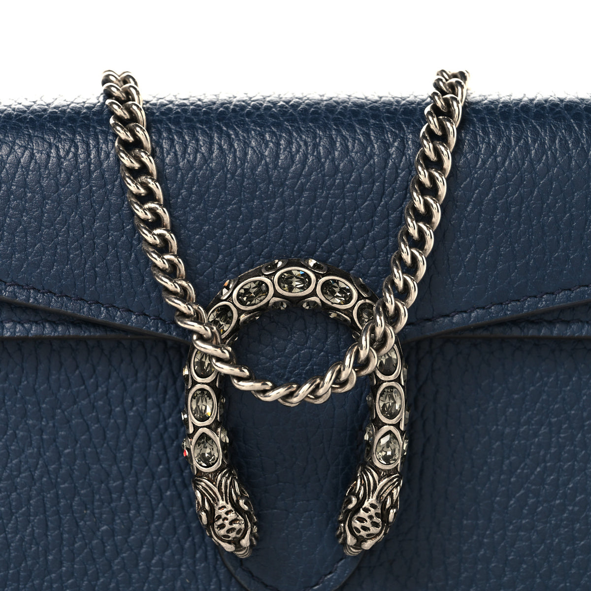 Dollar Calfskin Crystal Super Mini Dionysus Shoulder Bag Blue Agata Black Diamond