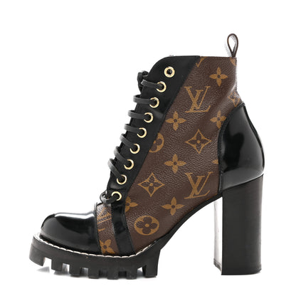 Louis Vuitton Patent Calfskin Monogram Star Trail Ankle Boots 36 Black 1 of 14