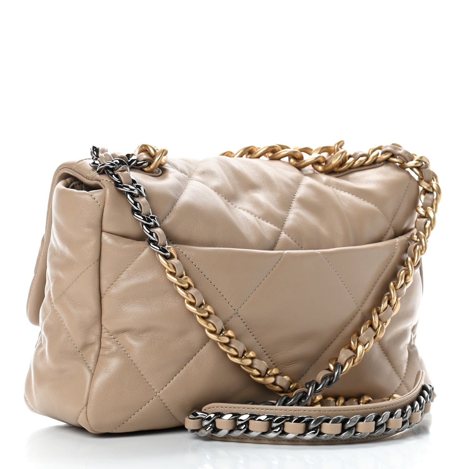 Chanel Quilted Large Chanel 19 Flap Dark Beige 5 of 17