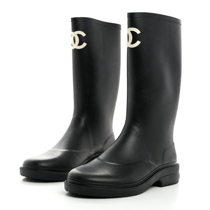 Chanel Caoutchouk CC High Boots 40 Black 3 of 9