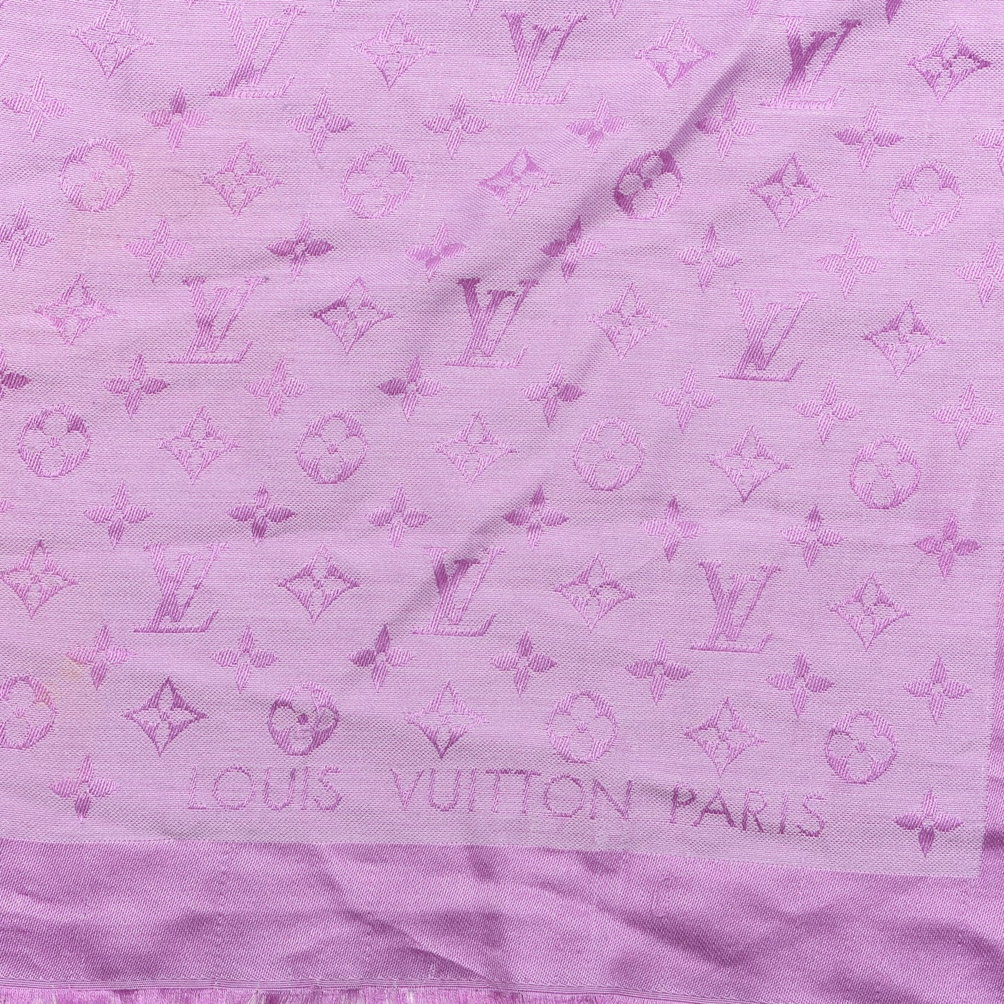 Silk Wool Monogram Denim Shawl Cyclamen Pink