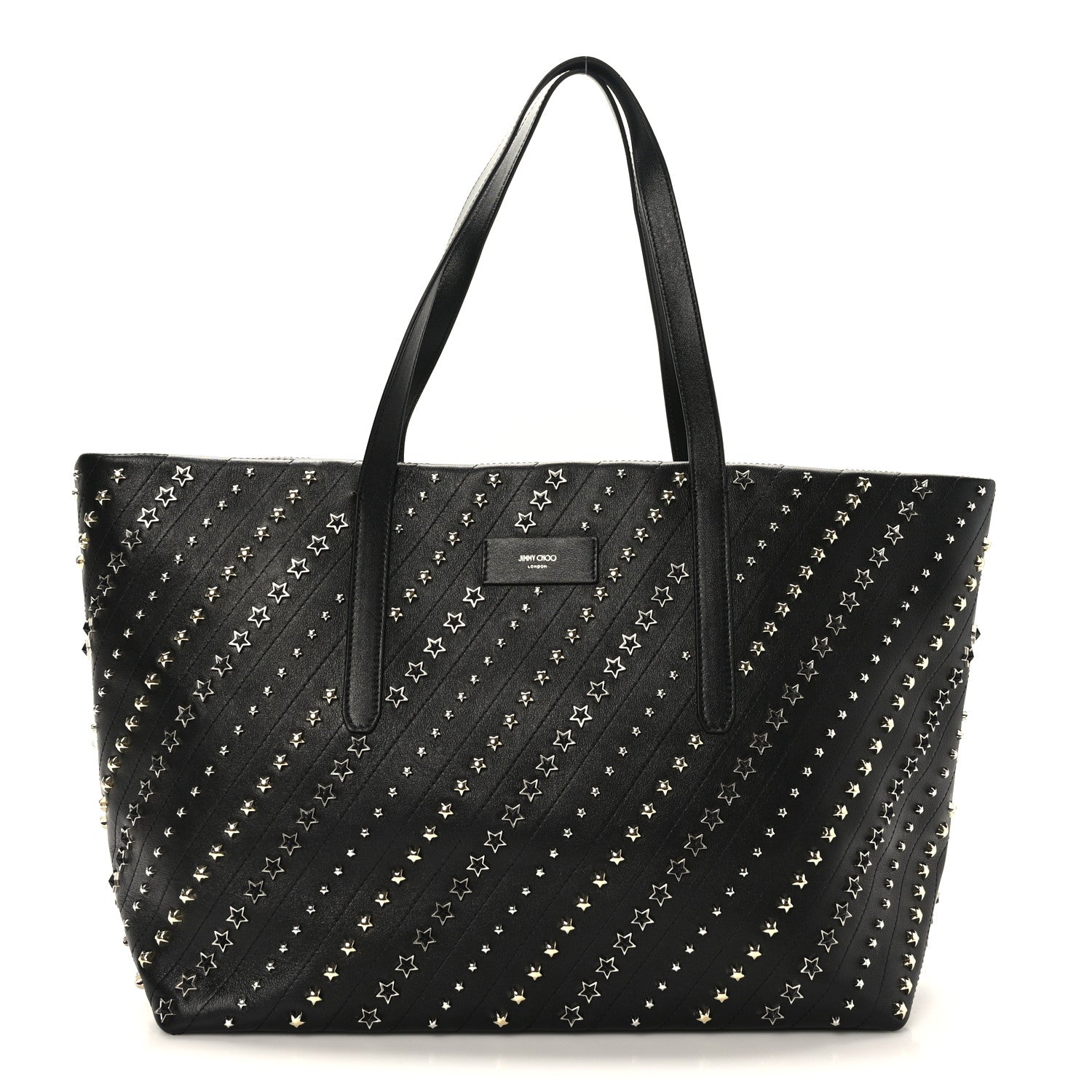Jimmy Choo Calfskin Diagonal Star Studded Tote Black 1 of 8
