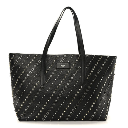 Jimmy Choo Calfskin Diagonal Star Studded Tote Black 1 of 8